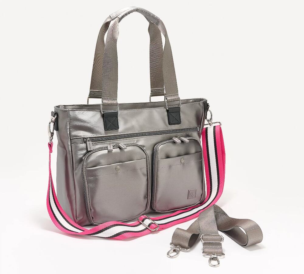 IHKWIP Cargo Catchall Tote with Two Crossbody Straps Gray Color